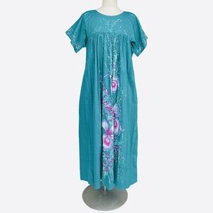 SABRINA by MERVYNS Women’s Size M Green Floral Vintage Empire Waist Nightgown